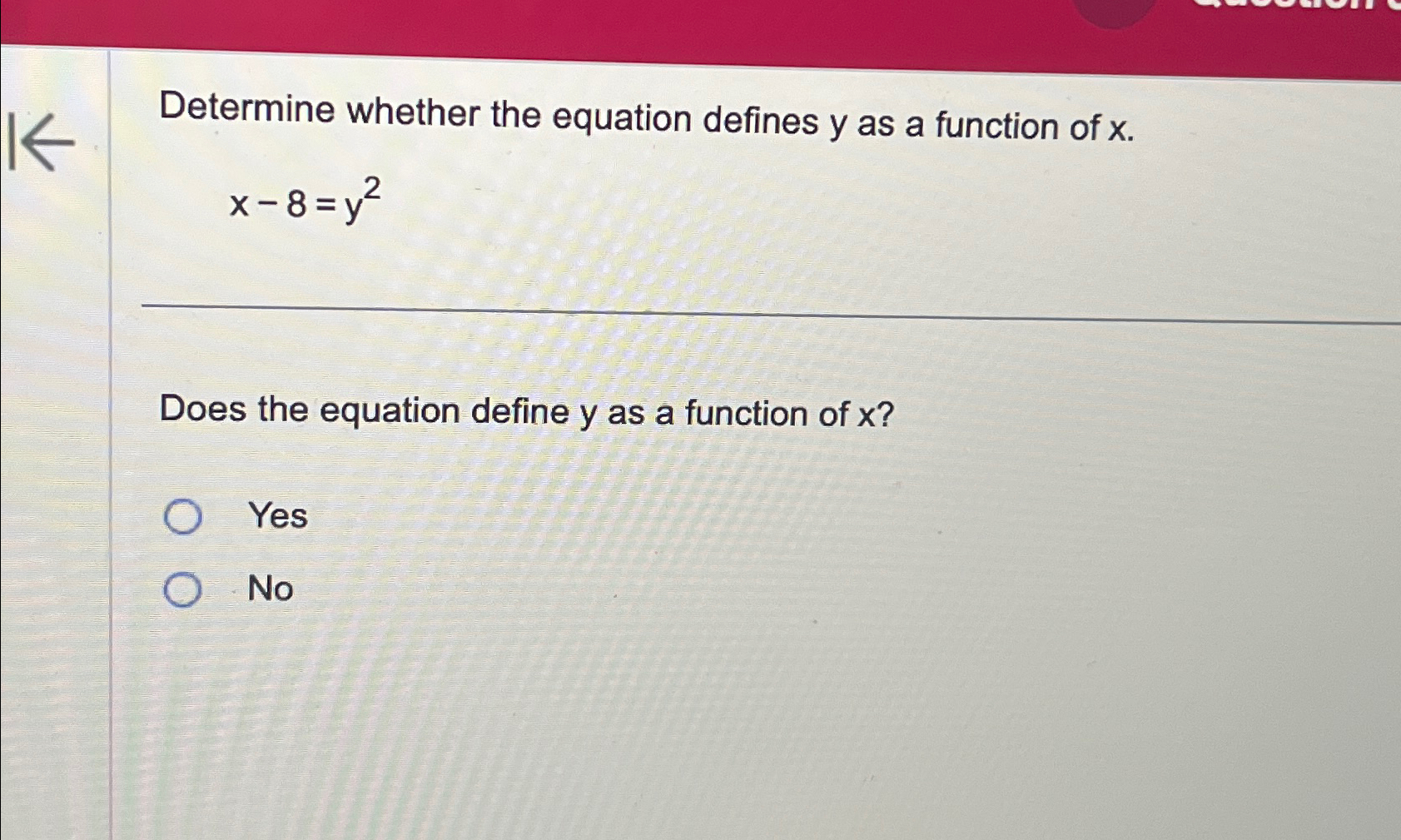 Solved Determine whether the equation defines y as a Chegg com