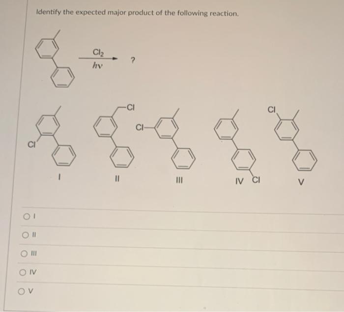 Solved Identify The Expected Major Product Of The Following Chegg Com