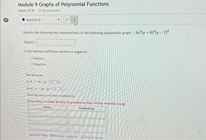 Solved Module 9 Graphs of Polynomial Functions Score: | Chegg.com