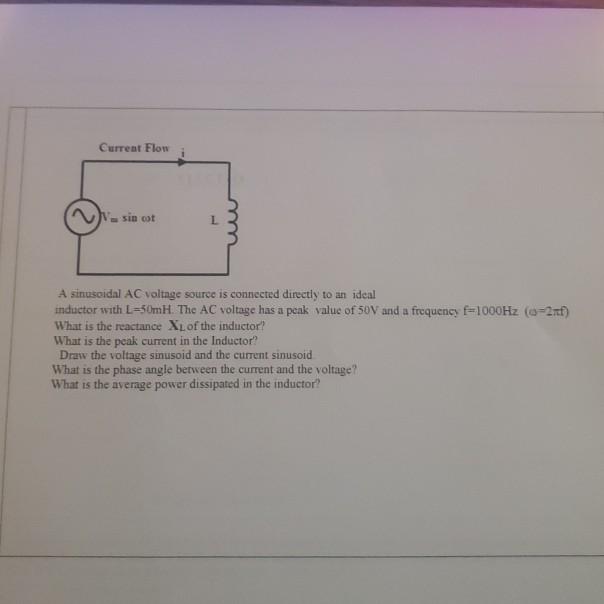 Solved Current Flow sin ost A sinusoidal AC voltnge source | Chegg.com
