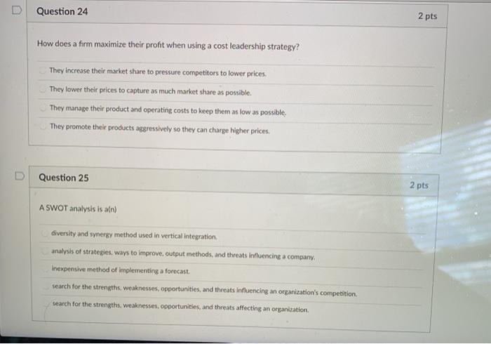 Solved Question 24 2 pts How does a firm maximize their | Chegg.com