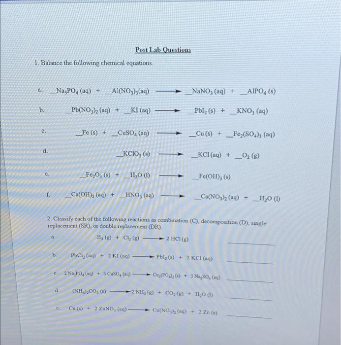 Solved IV. Reactions between two ionic compounds Reaction 1 | Chegg.com