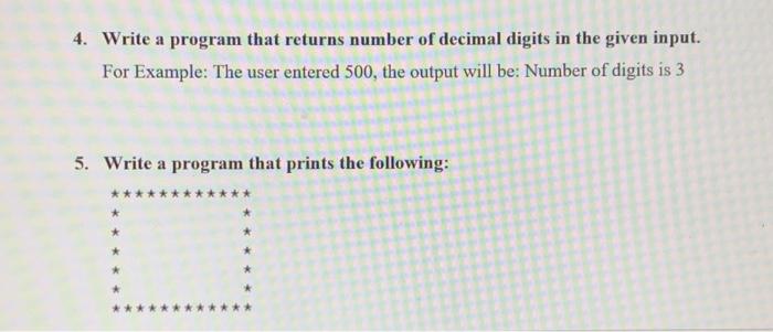 Solved 4. Write a program that returns number of decimal | Chegg.com