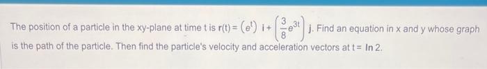 Solved The position of a particle in the xy-plane at time t | Chegg.com
