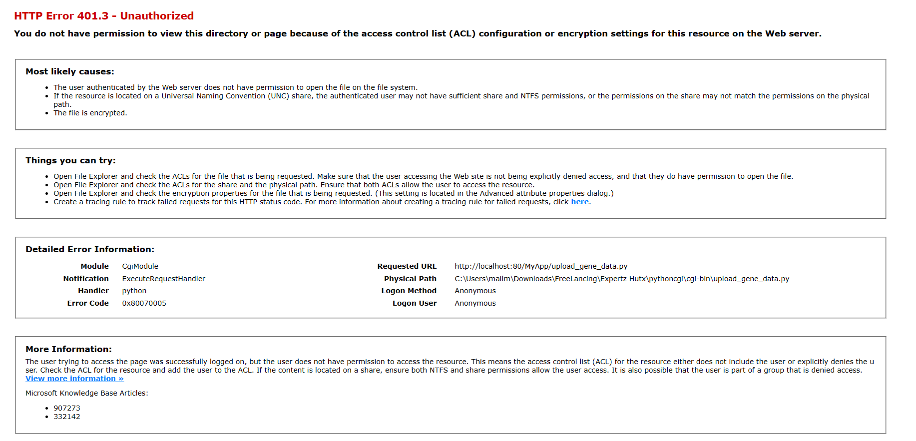 Solved HTTP Error 401.3 - UnauthorizedYou do not have | Chegg.com