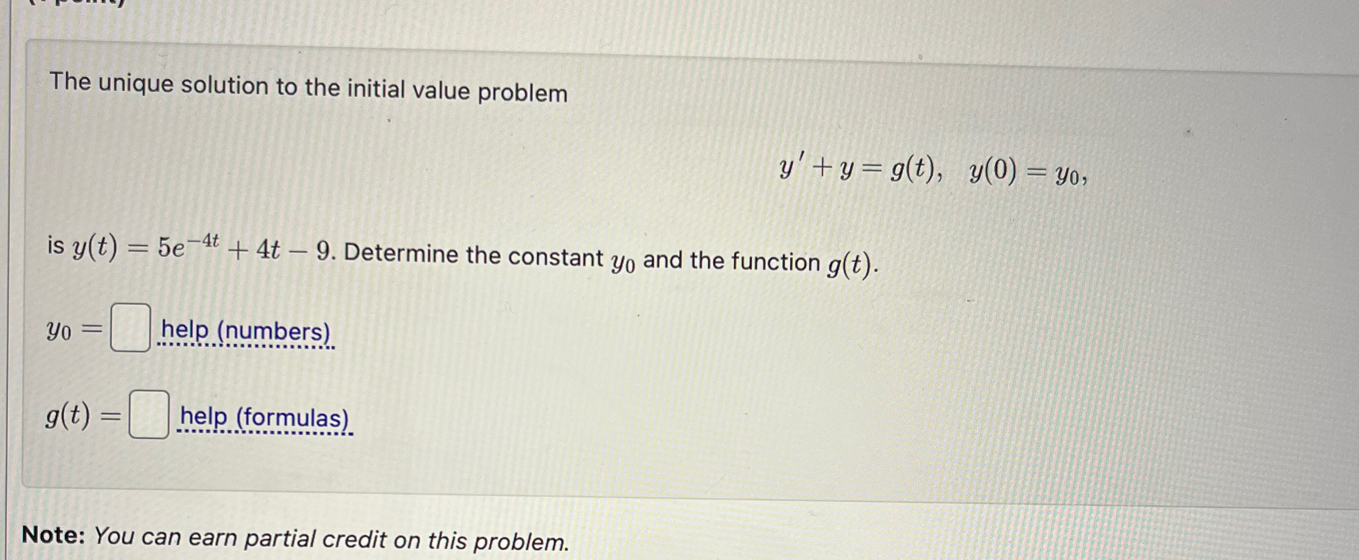Solved The unique solution to the initial value | Chegg.com