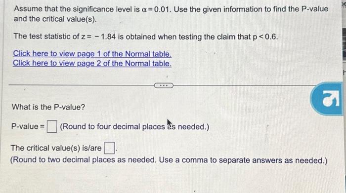 Solved Assume That The Significance Level Is α = 0.01. Use | Chegg.com