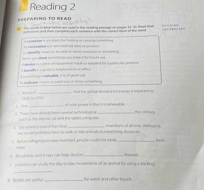 PREPARING TO READ A The words in blue below are used | Chegg.com