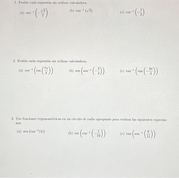 Solved 1 and 2 : Evaluate each expression without using a | Chegg.com