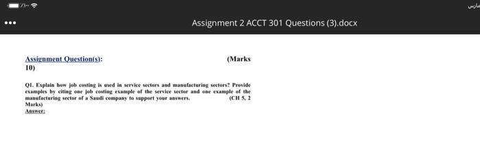 Solved Assignment 2 ACCT 301 Questions (3).docx Assignment | Chegg.com