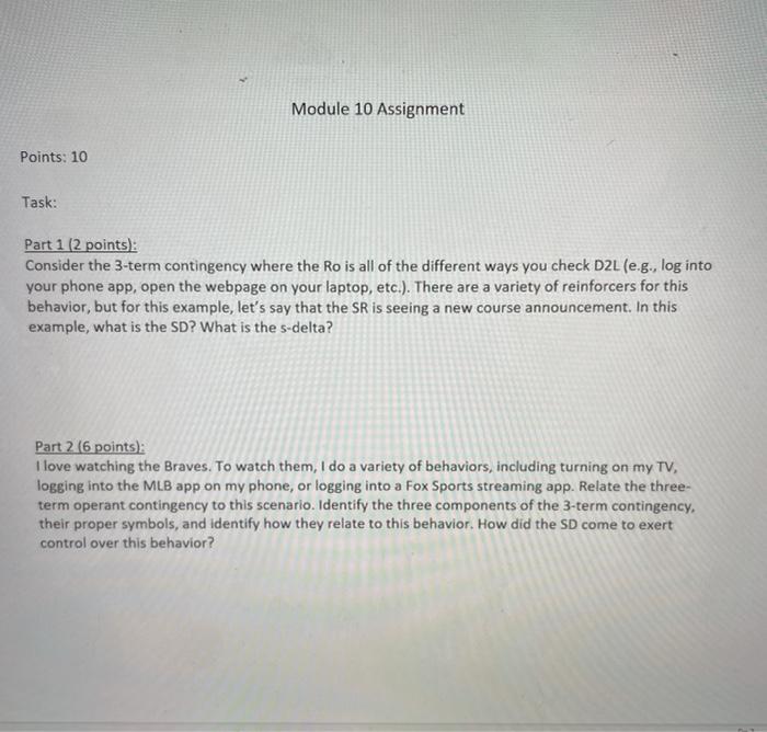 Module 10 Assignment Points: 10 Task: Part 1 (2 | Chegg.com
