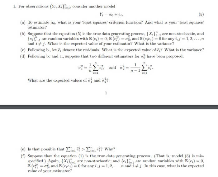 Solved For Observations Y X 1 Recall That For The Chegg Com