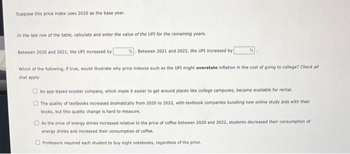 Solved 1. Calculating inflation using a simple price index | Chegg.com
