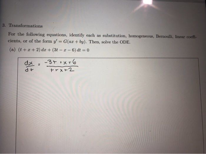 Solved 3. Transformations For The Following Equations, | Chegg.com