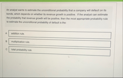 Solved An analyst wants to estimate the unconditional | Chegg.com