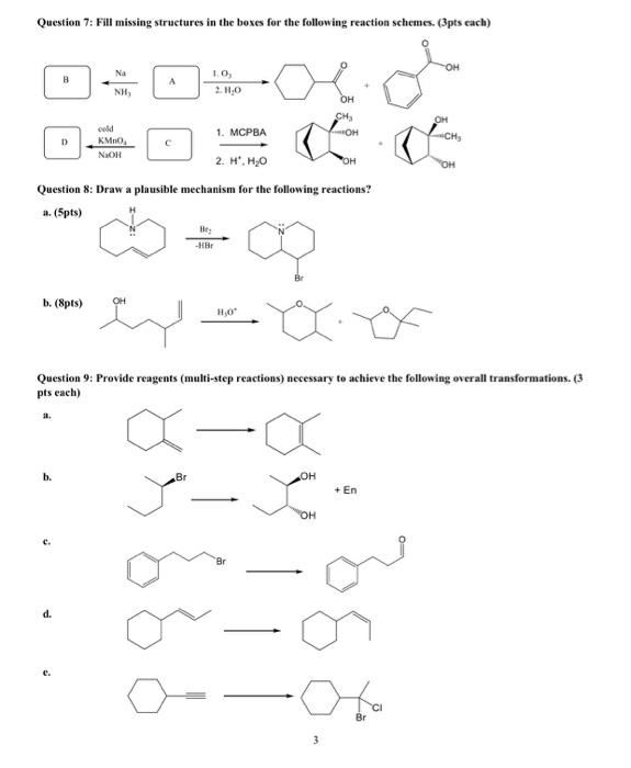 Solved Question 7: Fill missing structures in the boxes for | Chegg.com
