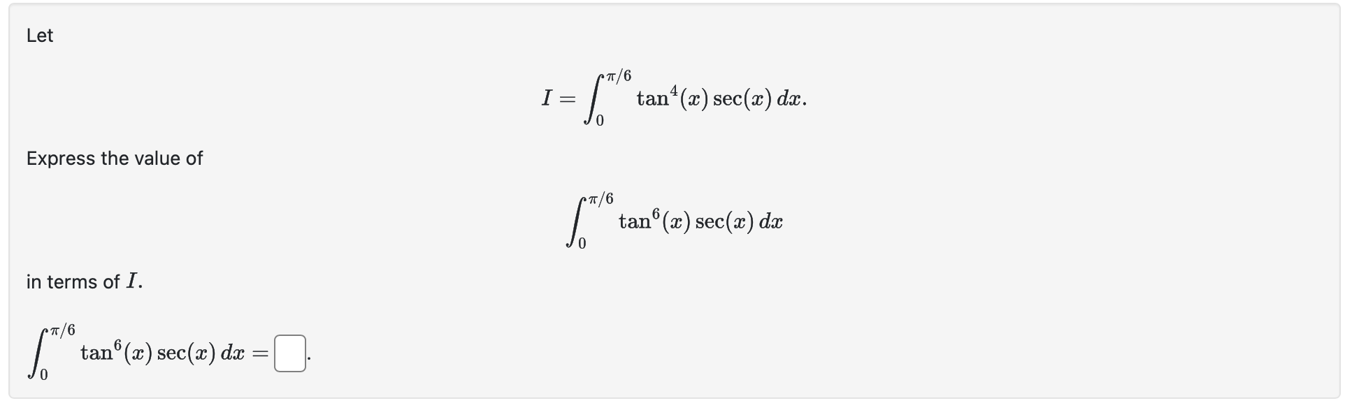 6 2 0 sec x dx 6 is equal to