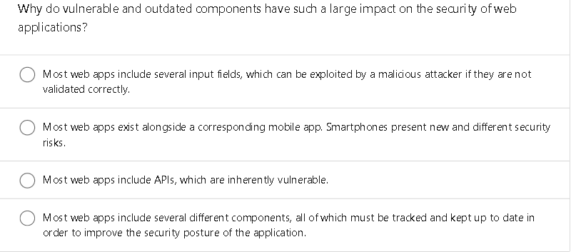 Solved Why do vulnerable and outdated components have such a | Chegg.com
