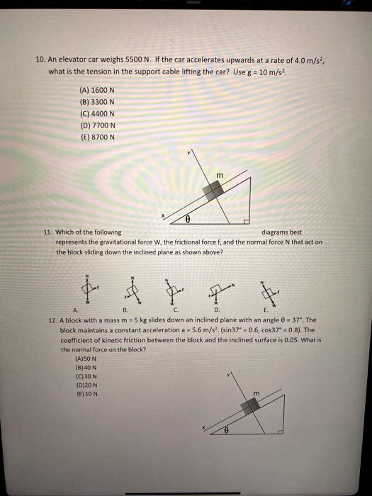 Solved 10 An Elevator Car Weighs 5500 N If The Car Acce Chegg Com