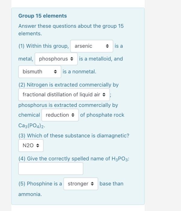 Solved Main Group Elements Match With The Correct Main Group Chegg Com