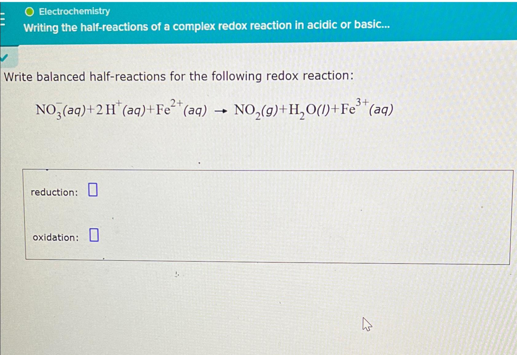 Solved Electrochemistry (HELP ASAP!!)Writing the | Chegg.com