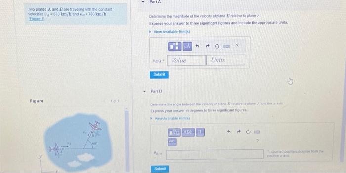 Solved Two Planes A And B Are Traveling With The Constant | Chegg.com