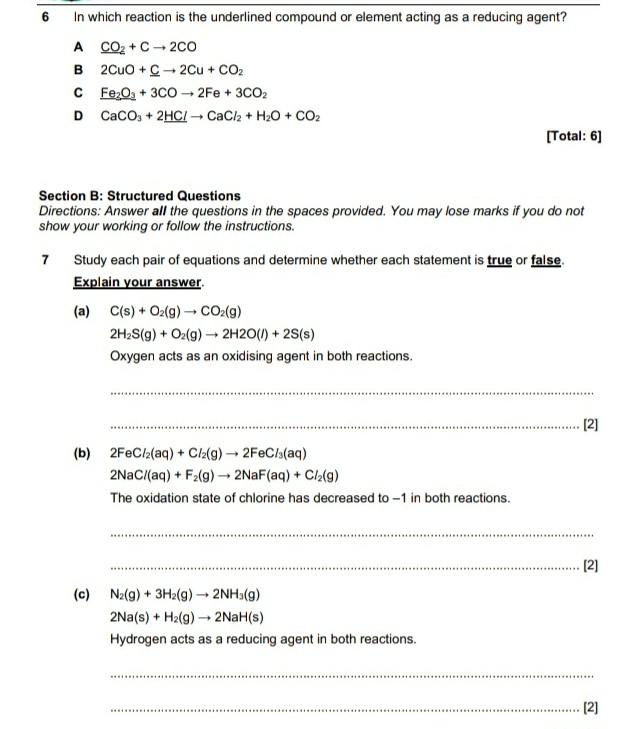 Solved 6 In which reaction is the underlined compound or | Chegg.com