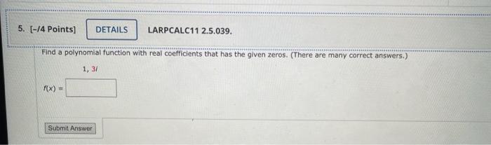 Solved 5 4 Points Details Larpcalc11 25 039 Find 5262