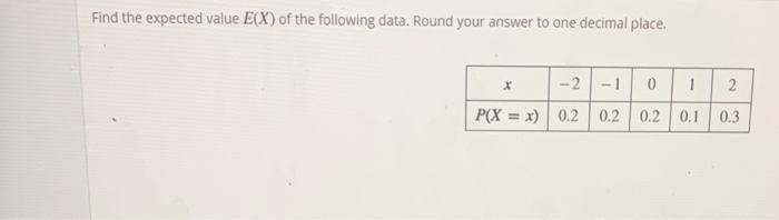 Solved Find The Expected Value Ex Of The Following Data