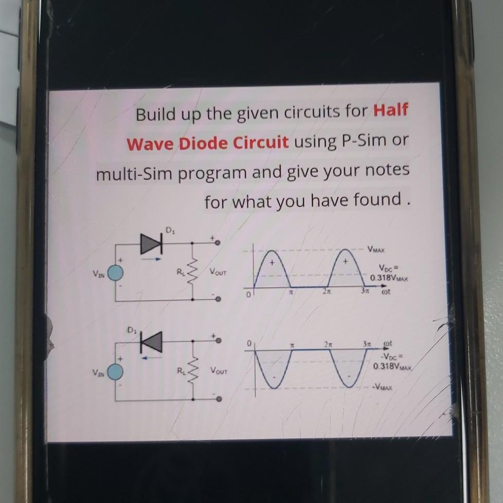 Solved Build up the given circuits for Half Wave Diode | Chegg.com