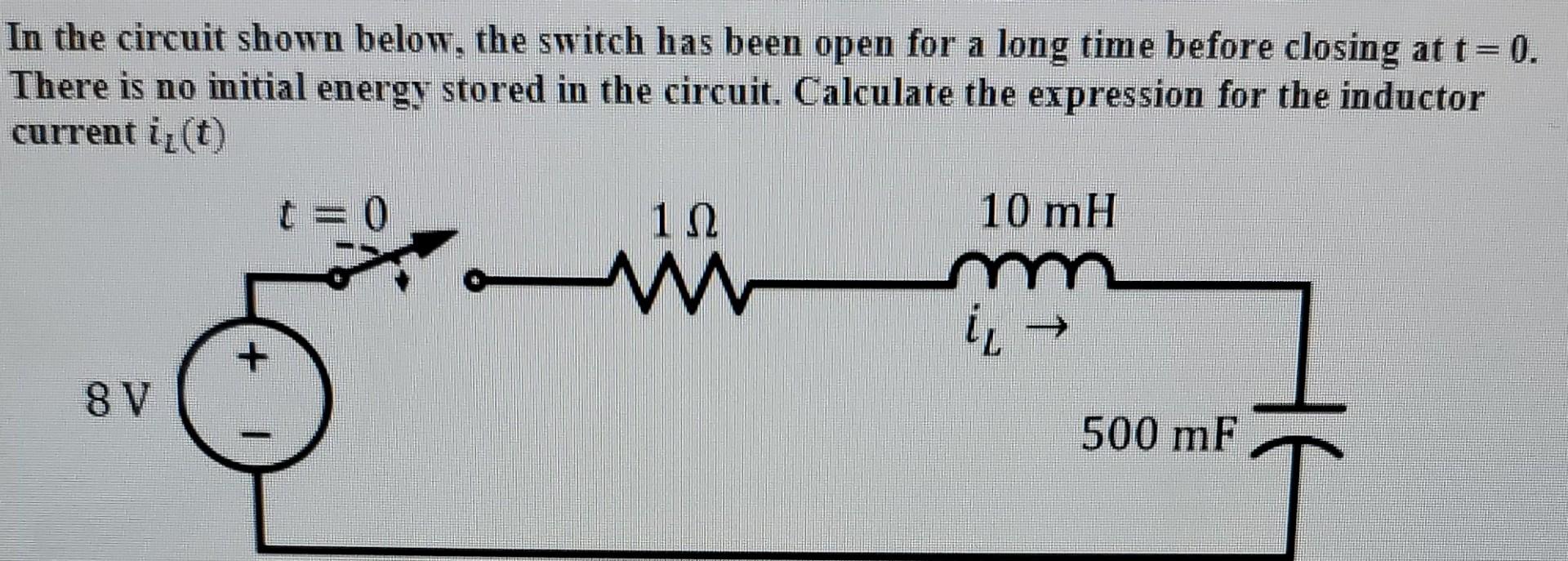 Solved In the circuit shown below, the switch has been open | Chegg.com