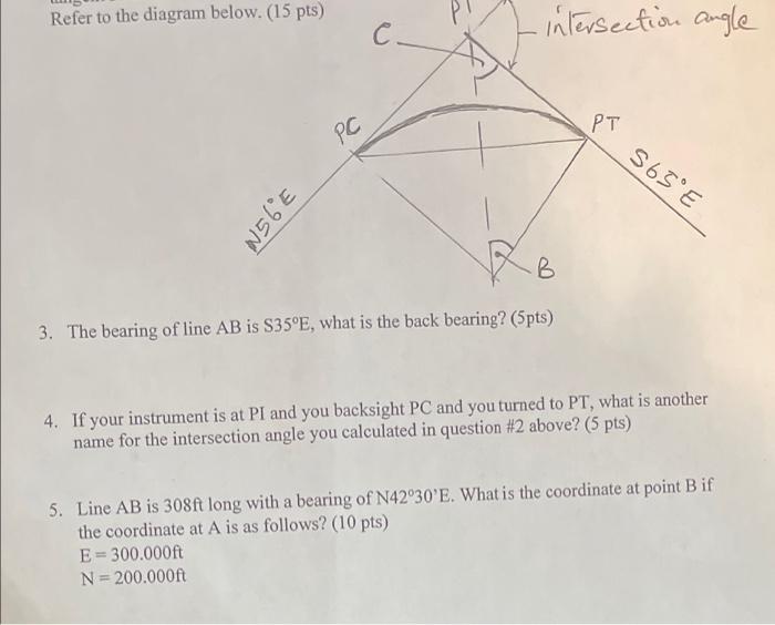 Solved 3. The bearing of line AB is S35°E, what is the back