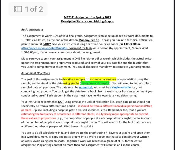 Solved Basic Instructions This assignment is worth 10% of | Chegg.com
