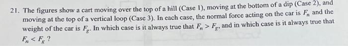 Solved 21. The Figures Show A Cart Moving Over The Top Of A 