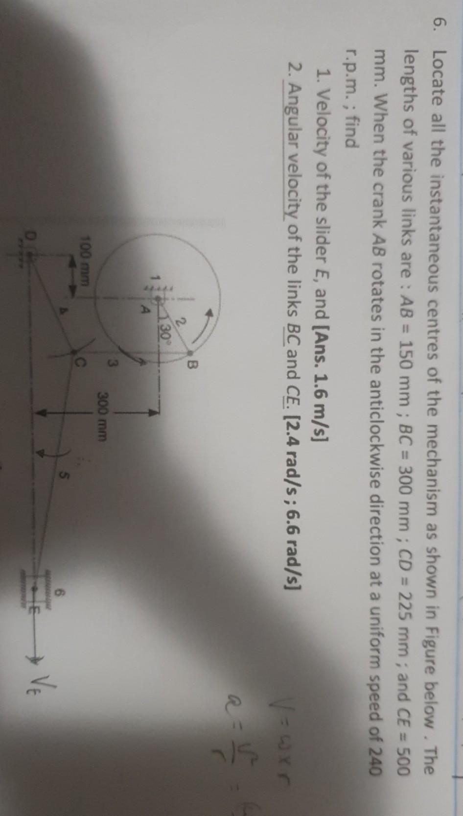 Solved 6. Locate All The Instantaneous Centres Of The | Chegg.com