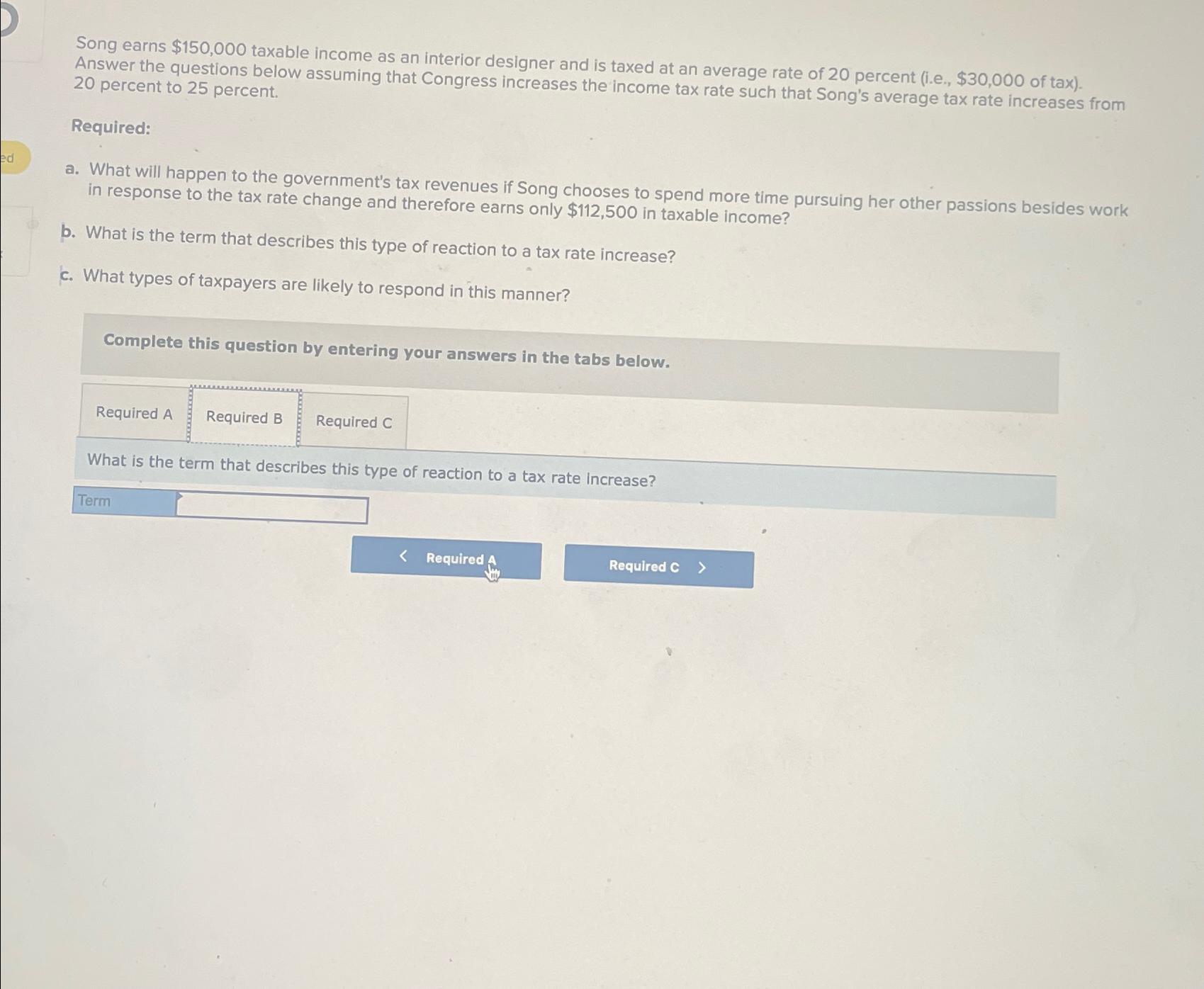 Solved Song earns 150,000 ﻿taxable as an interior