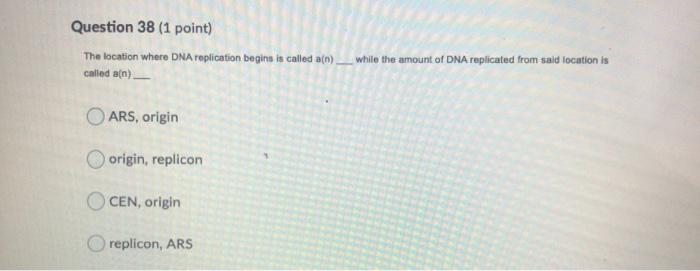 Solved Question 38 (1 point) The location where DNA | Chegg.com