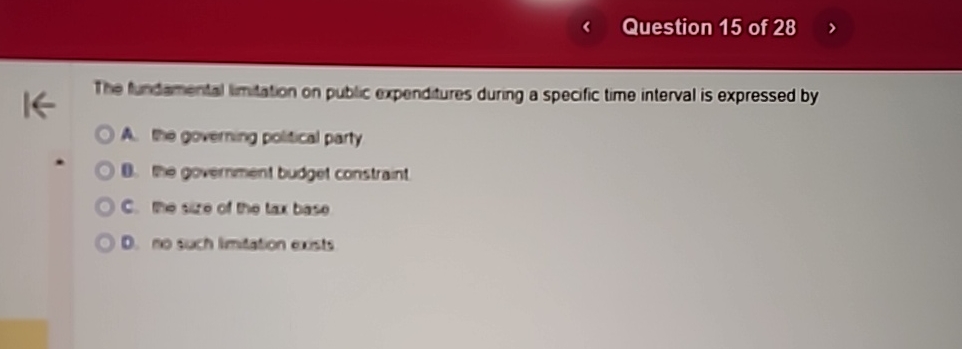 Solved Question 15 ﻿of 28The lundamental limtation on public | Chegg.com