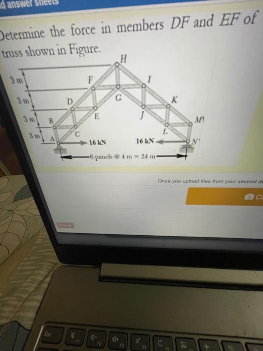 Solved d answer Determine the force in members DF and EF of | Chegg.com