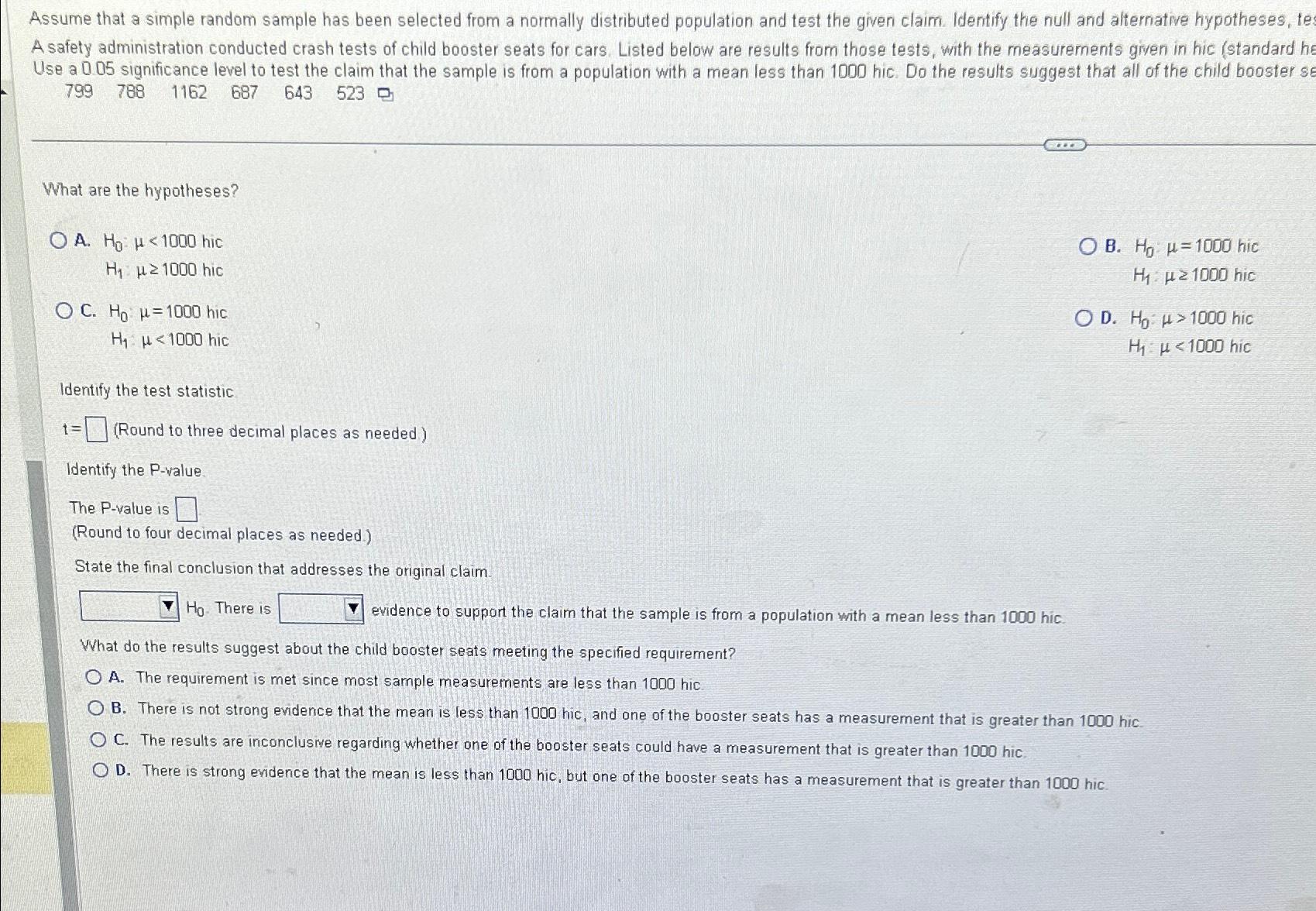 Solved Assume that a simple random sample has been selected | Chegg.com