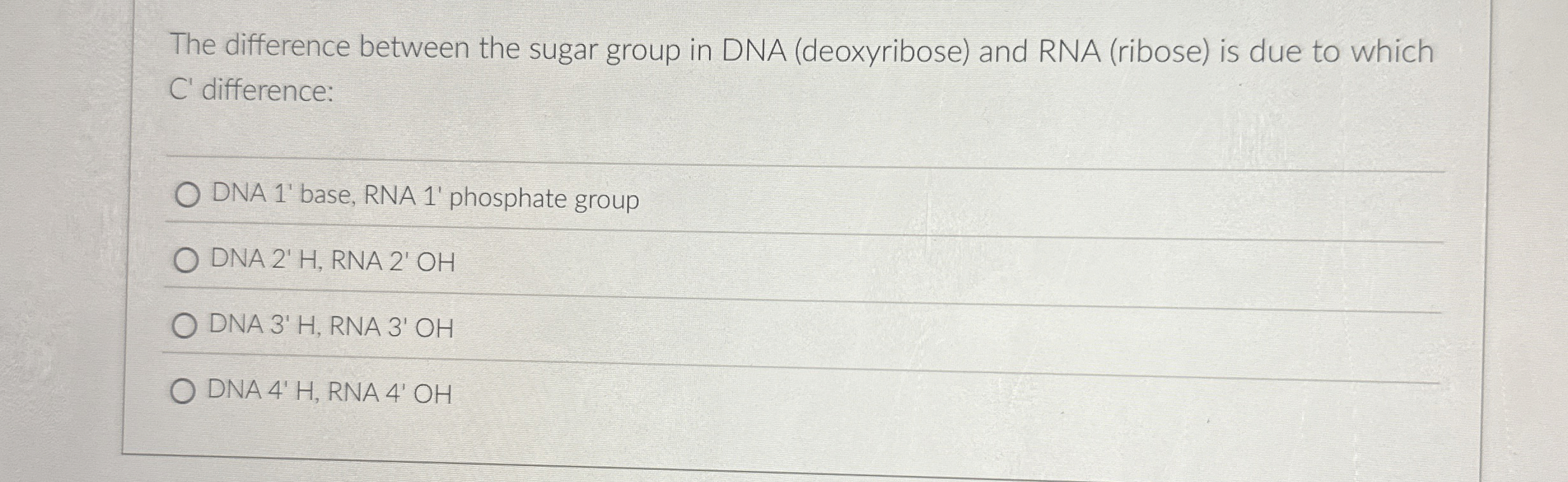 Solved The difference between the sugar group in DNA
