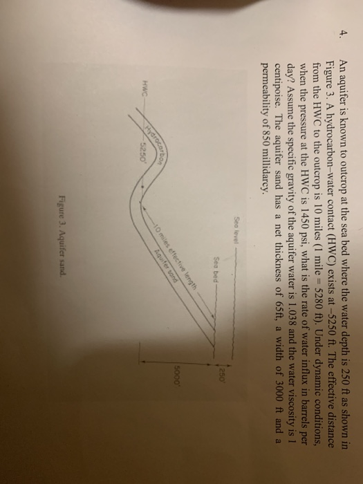 Solved 4. An aquifer is known to outcrop at the sea bed | Chegg.com