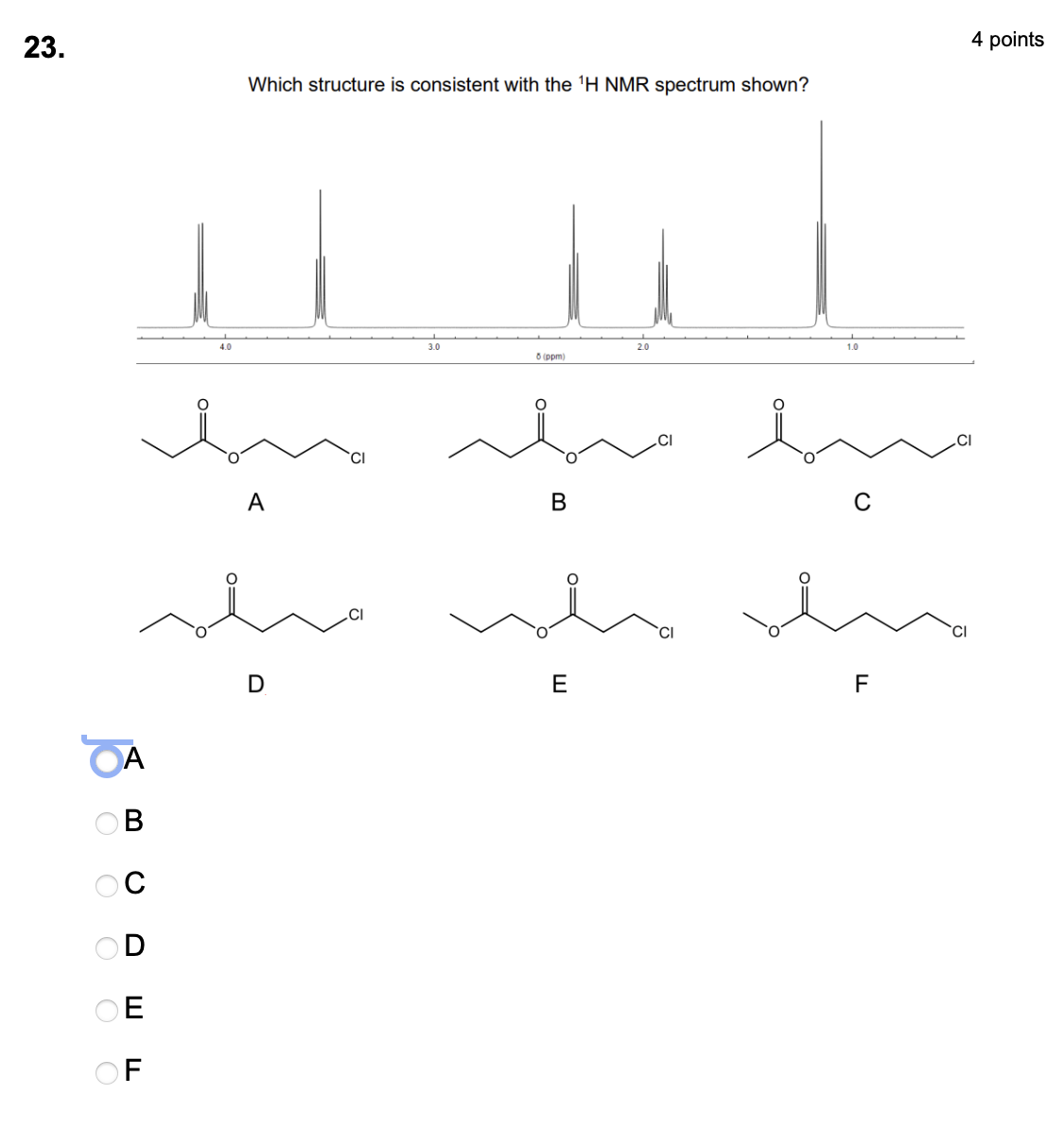 Solved Which structure is ﻿consistent with the ?(()1)H NMR | Chegg.com