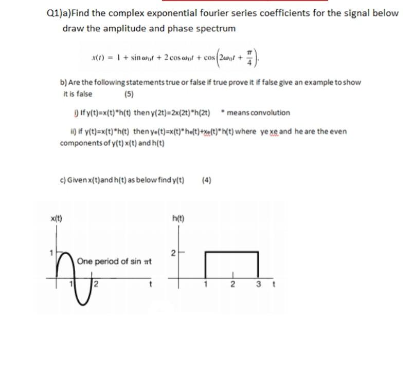Solved Q1)a)Find the complex exponential fourier series | Chegg.com
