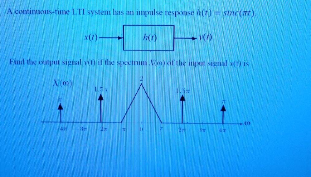 Solved A continuous-time LTI system has an impulse response | Chegg.com