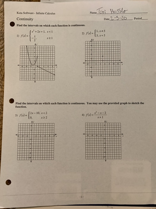 Solved Name Tori Hasslo Date 2-5-20 Period Kuta Software - | Chegg.com