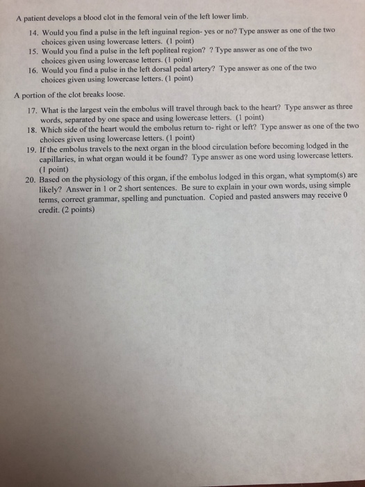 If a patient develops a blood clot in the femoral vein essay 08 image