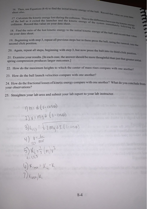 Solved Experiment 8. The Ballistic Pendulum Purpose To | Chegg.com