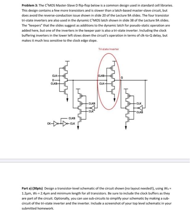 Problem 3: The CMOS Master Slave D flip-flop below is | Chegg.com