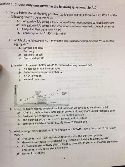 Solved Section 1. Choose only one answer in the following | Chegg.com
